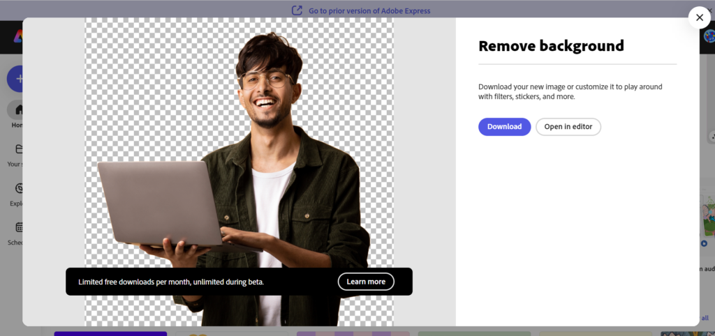 Adobe Express Remove Background: remove background
