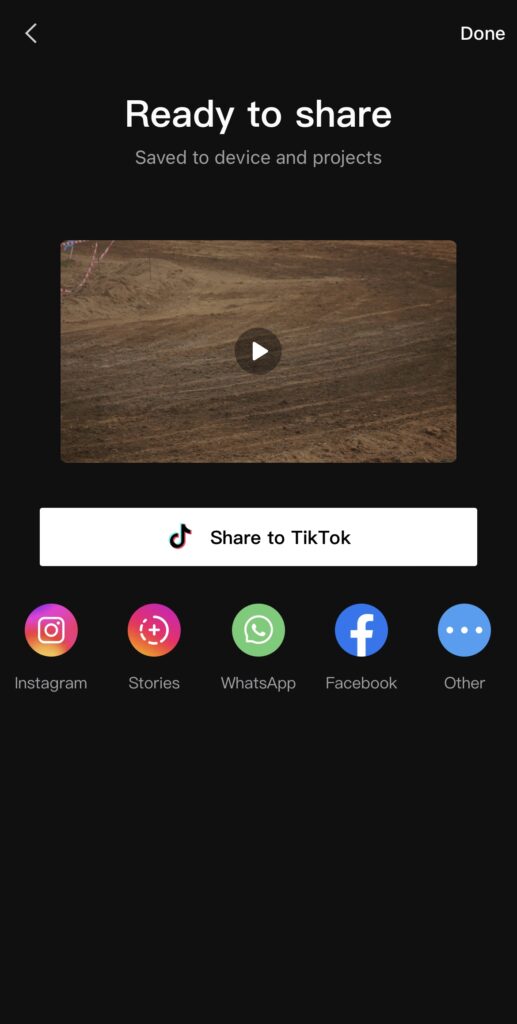 How to use Capcut on Tiktok: Capcut Share page