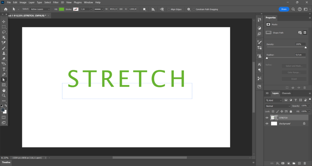 how to stretch text in photoshop