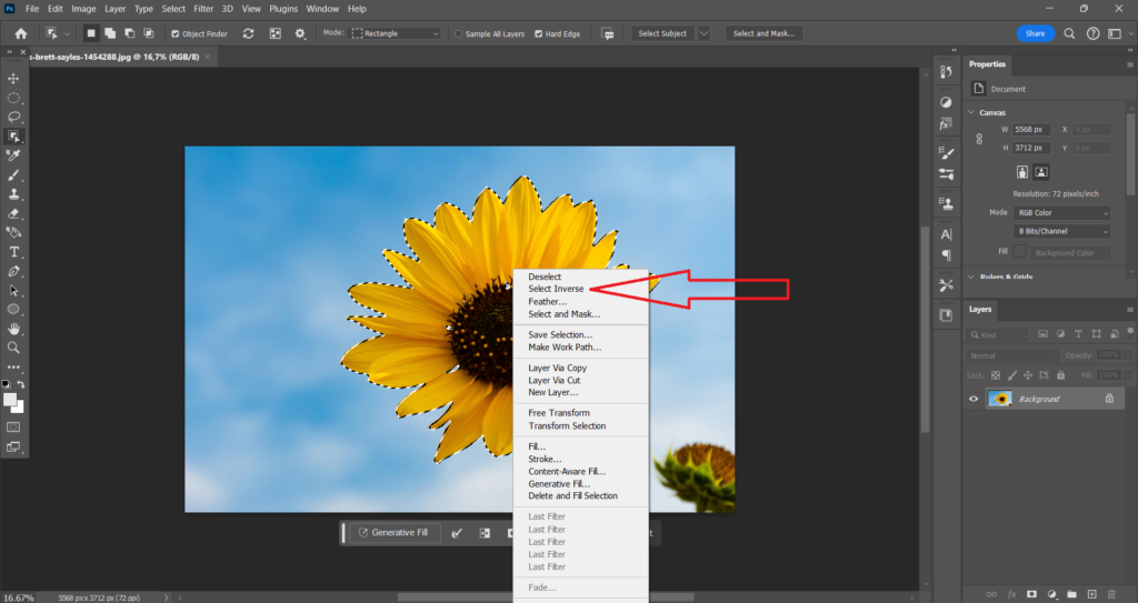 how to invert selection in photoshop