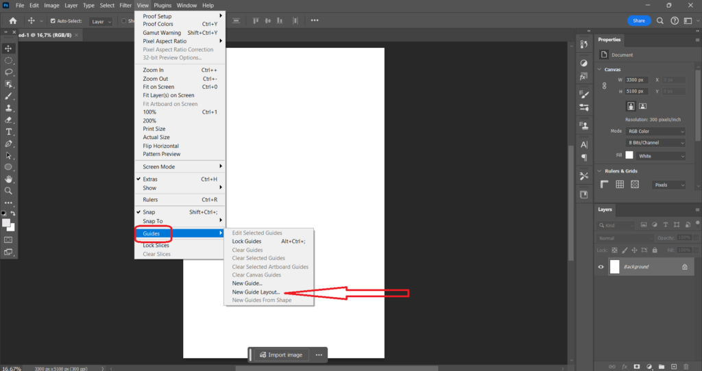 how to set margins in photoshop